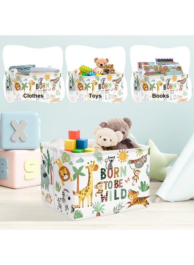 Clastyle 36L Boho Tropical Animal Tree Elephant Kid Storage Basket Rectangle Giraffe Lion Tiger Clothes Toy Nursery Bin Book Shelf Basket - Image 5