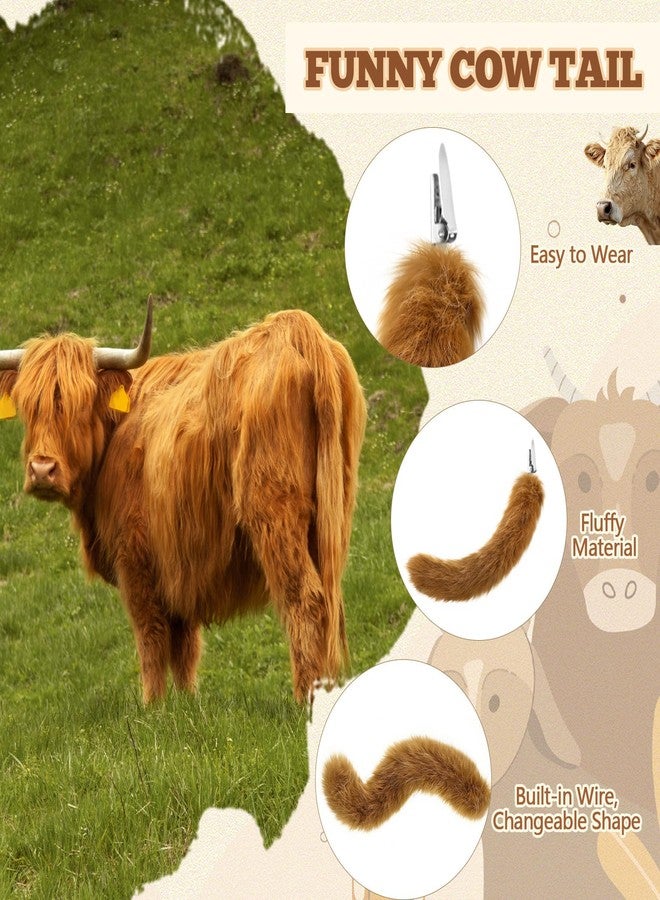Janinka 5pcs Halloween Highland Cow Costume Set for Girls Women Brown Cow Ears Horns Headband Bowtie Tail Tutu Skirt Animal Fancy Costume Accessories for Halloween Cosplay Party - Image 4