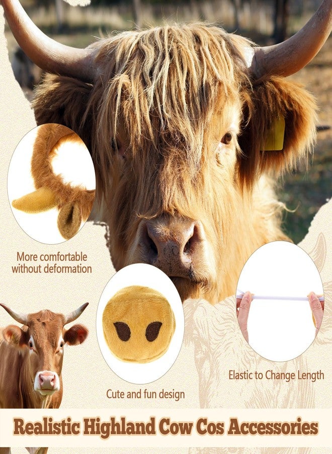Janinka 5pcs Halloween Highland Cow Costume Set for Girls Women Brown Cow Ears Horns Headband Bowtie Tail Tutu Skirt Animal Fancy Costume Accessories for Halloween Cosplay Party - Image 5