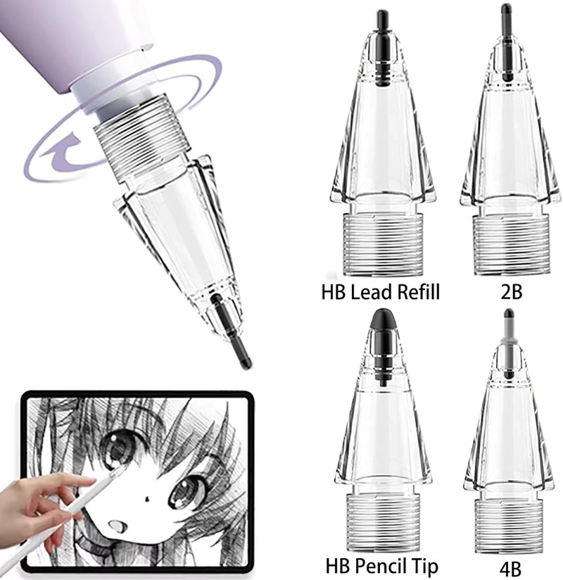 CCSmall Replacement Tips for Apple Pencil 1st/2nd Gen/USB-C/Pencil Pro, Innovative Elastic Soft Probe Precise Control Pencil Nibs for iPad Pro (4 Pack Transparen) - Image 3