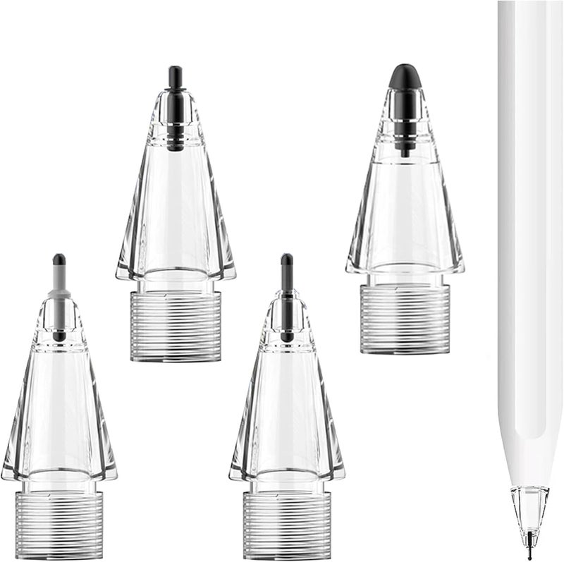CCSmall Replacement Tips for Apple Pencil 1st/2nd Gen/USB-C/Pencil Pro, Innovative Elastic Soft Probe Precise Control Pencil Nibs for iPad Pro (4 Pack Transparen) - Image 1