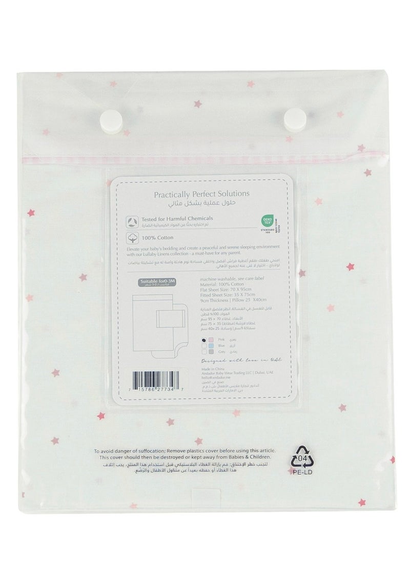 Bumble & Bird Bumble & Bird - Lullaby Starlight Baby Bedding Set For Moses Basket - 3pcs - Pink  - Image 2