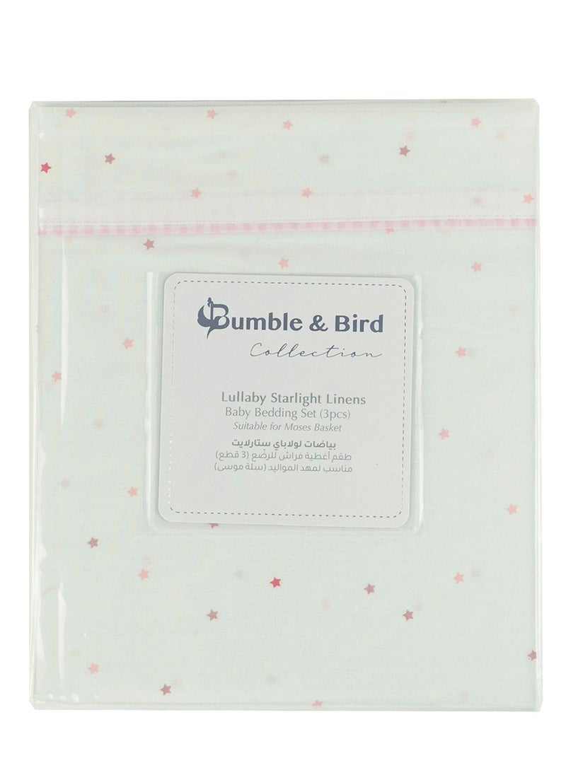 Bumble & Bird Bumble & Bird - Lullaby Starlight Baby Bedding Set For Moses Basket - 3pcs - Pink  - Image 3