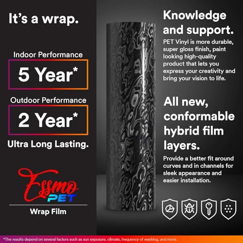EZAUTO WRAP 20"x60" (1.6FTx5FT) PET Damascus Forged Satin Black Vinyl Wrap Auto Car Sticker Decal Film Sheet Bubble Free Air Release Technology with Tool Kit - Image 4