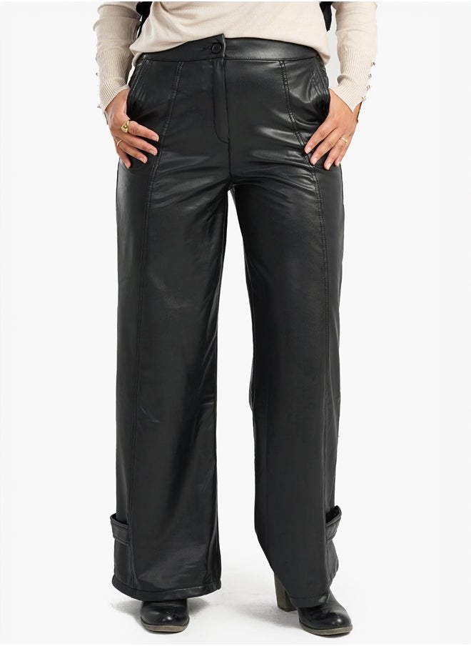 Clue - Wide Leg Leather Pants - Image 1