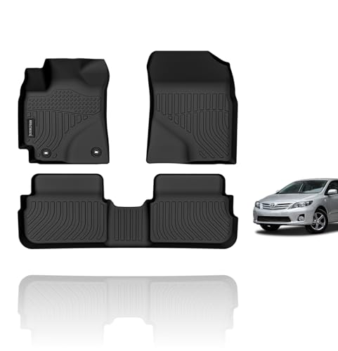 KELCSEECS Floor Mats Custom for 2009 2010 2011 2012 2013 Corolla Sedan/Matrix Car Mats All-Weather Floor Liners Front and Rear Row Corolla/Matrix Floor Mats Accessories Black - Image 1