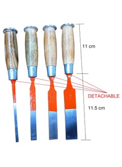 Epraiser Epraiser Sturdy Wooden Detachable Handle Chisel Set of 4 pcs 6mm 12mm 18mm 22mm for Chiseling Out Wood  - Image 3
