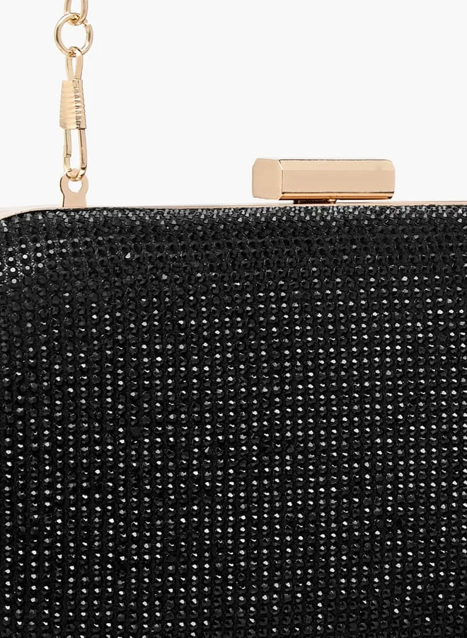 Flora Bella By Shoexpress Women Studded Clutch with Chain Strap and Flap Closure