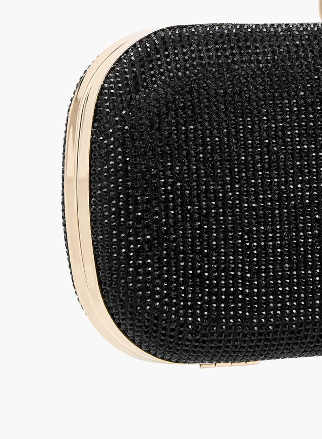 Flora Bella By Shoexpress Women Studded Clutch with Chain Strap and Flap Closure