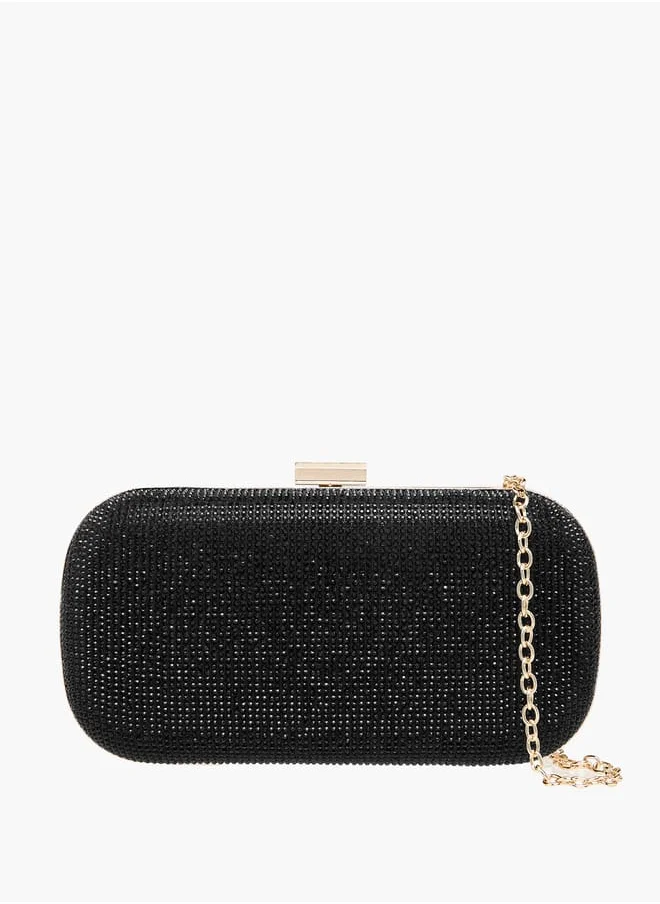 Flora Bella By Shoexpress Women Studded Clutch with Chain Strap and Flap Closure Ramadan Collection