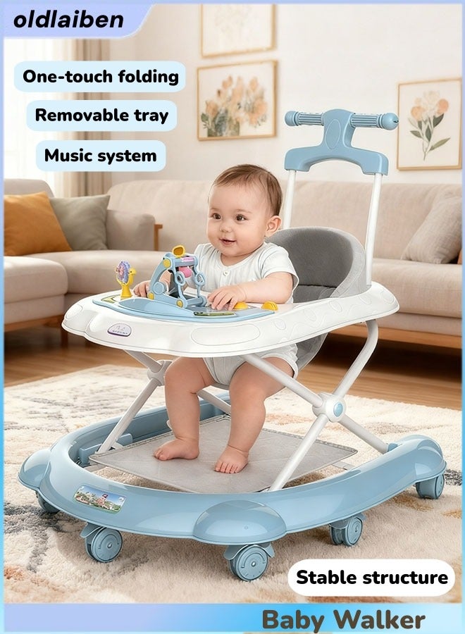 الدليبن عربة أطفال هزازة للأطفال مزودة بمسند للقدمين قابل للإزالة ، صينية للتغذية ، ألعاب موسيقية ، مقعد قابل للتعديل لارتفاع الطفل لتعلم المشي - Image 1