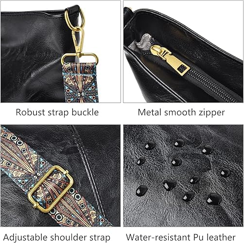 INOVERA (LABEL) Sling Bag for Women | Crossbody Shoulder Bags With Adjustable Strap | Stylish Hobo Handbag (Black) - Image 4