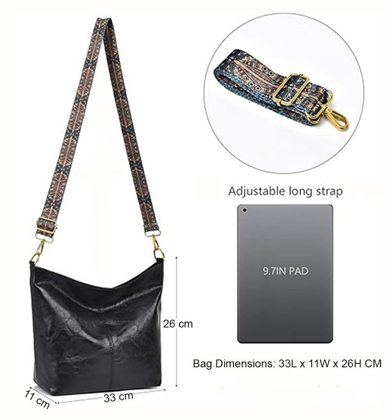 INOVERA (LABEL) Sling Bag for Women | Crossbody Shoulder Bags With Adjustable Strap | Stylish Hobo Handbag (Black) - Image 2