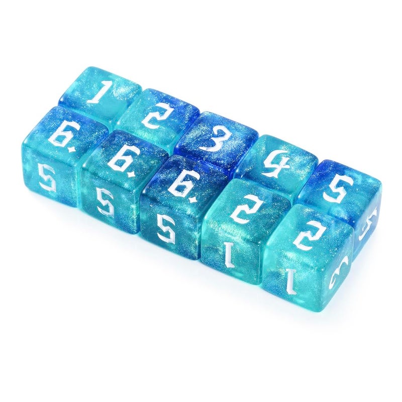 Yiotfandoll 10 Pieces Polyhedral D6 Dice 16mm Acrylic Double Colors 6 Sided Game Dice for RPG MTG DND Table Games Blue Green - Image 3