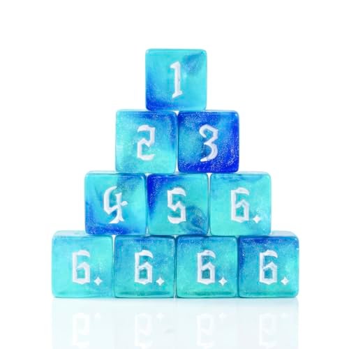 Yiotfandoll 10 Pieces Polyhedral D6 Dice 16mm Acrylic Double Colors 6 Sided Game Dice for RPG MTG DND Table Games Blue Green - Image 5