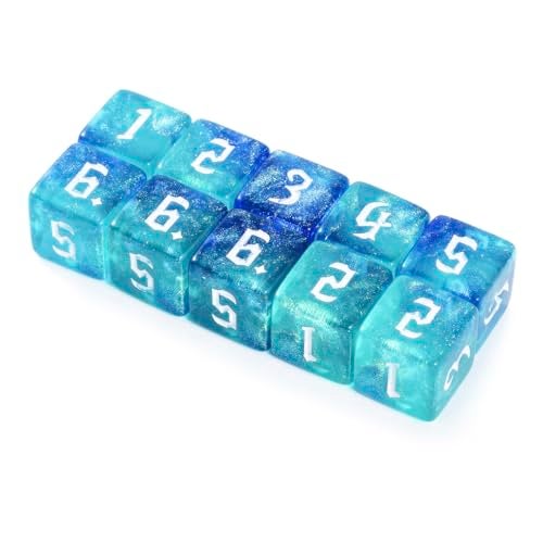 Yiotfandoll 10 Pieces Polyhedral D6 Dice 16mm Acrylic Double Colors 6 Sided Game Dice for RPG MTG DND Table Games Blue Green - Image 1