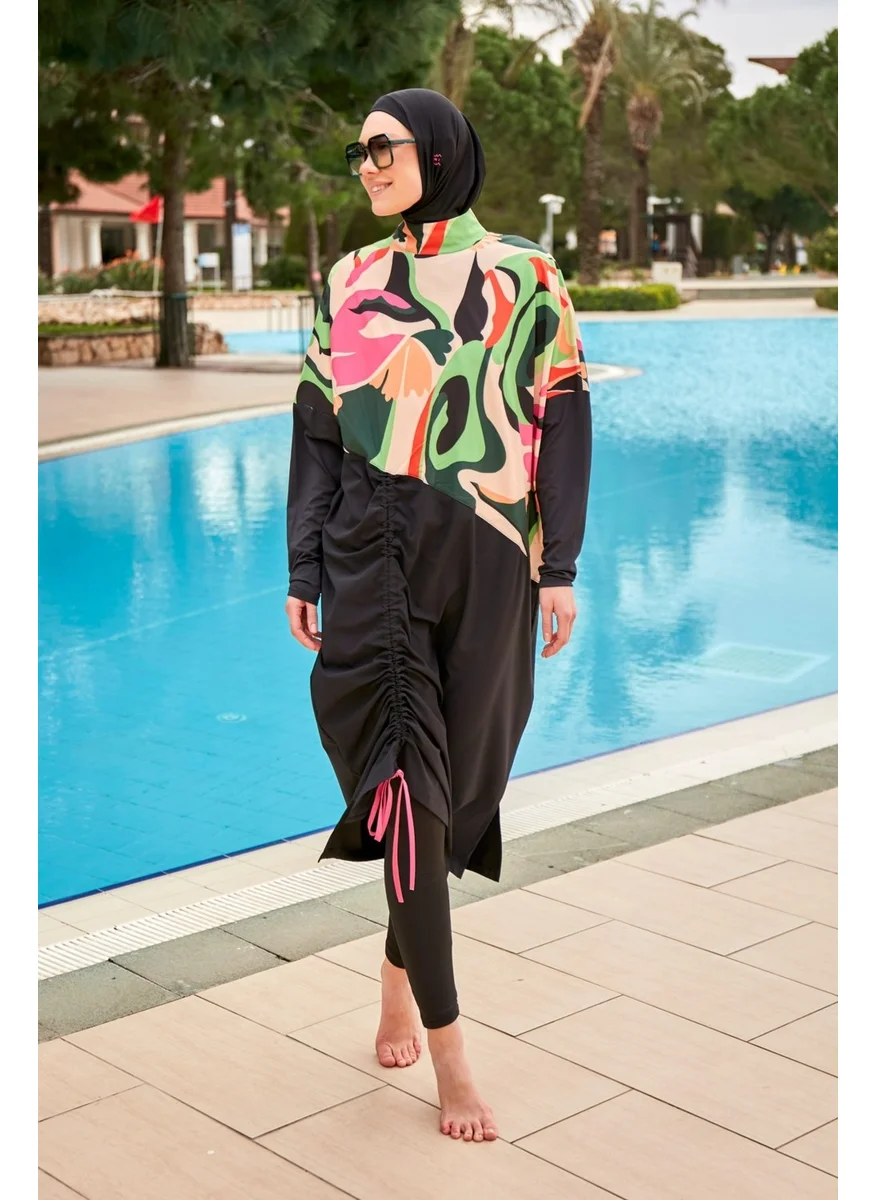 Marina Parachute Black Fully Covered Hijab Swimsuit M2423
