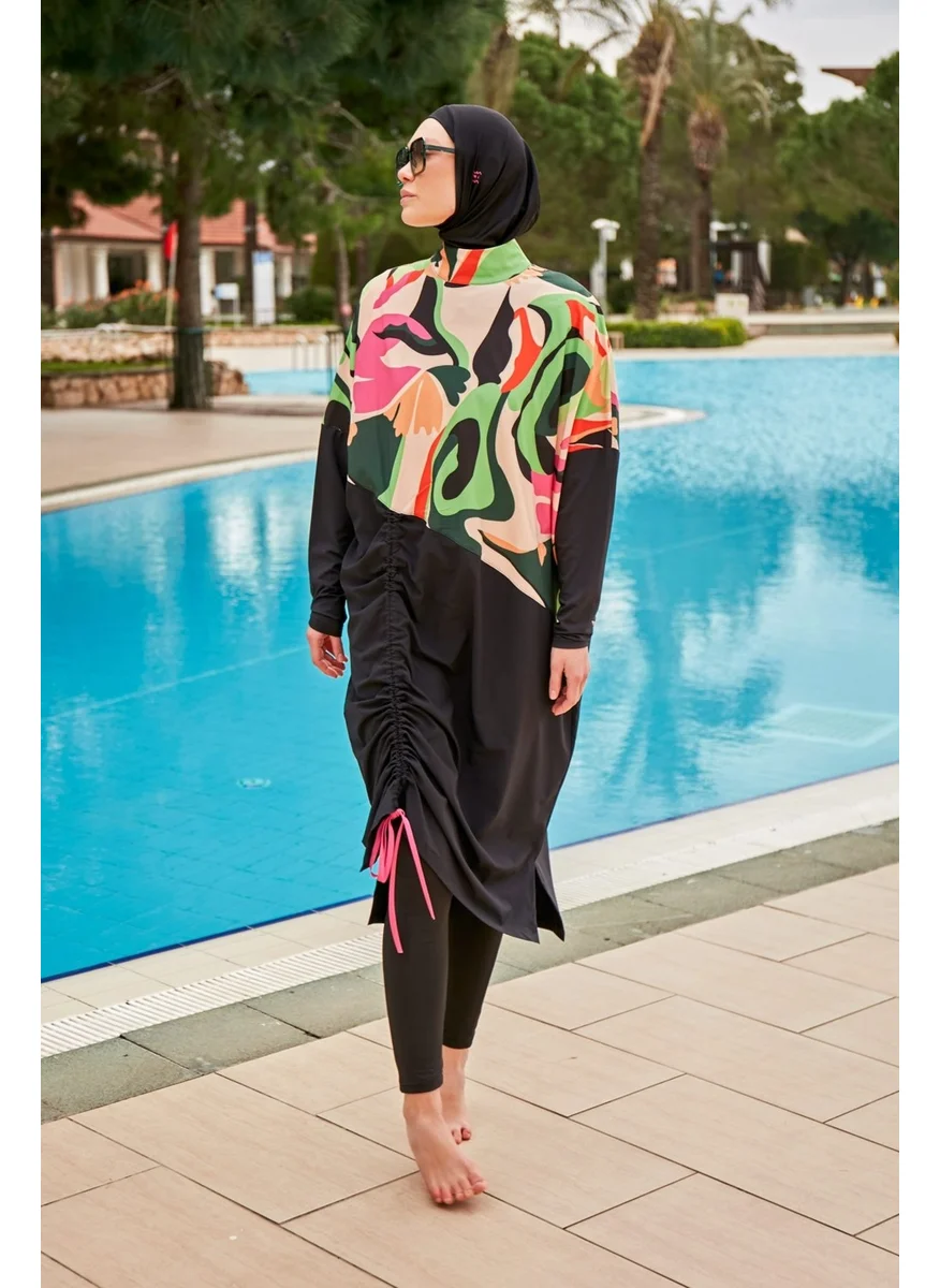 Marina Parachute Black Fully Covered Hijab Swimsuit M2423