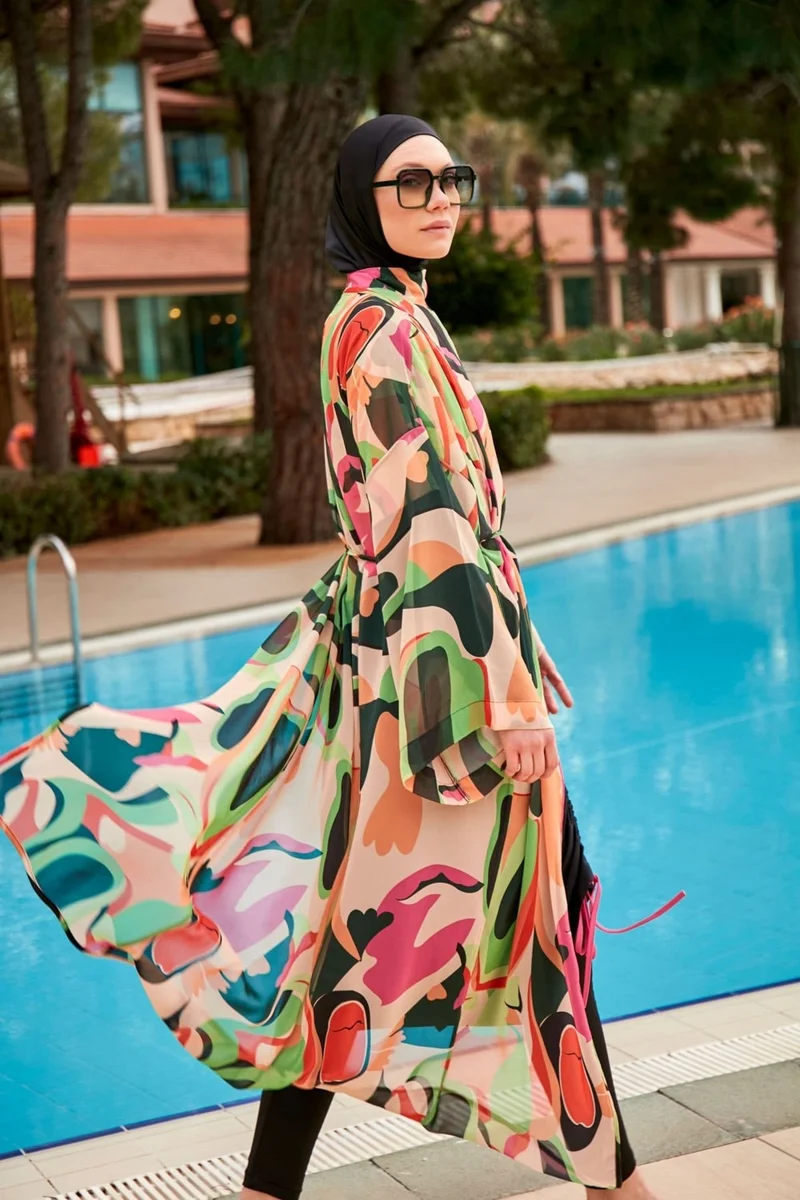 Marina Parachute Black Fully Covered Hijab Swimsuit M2423