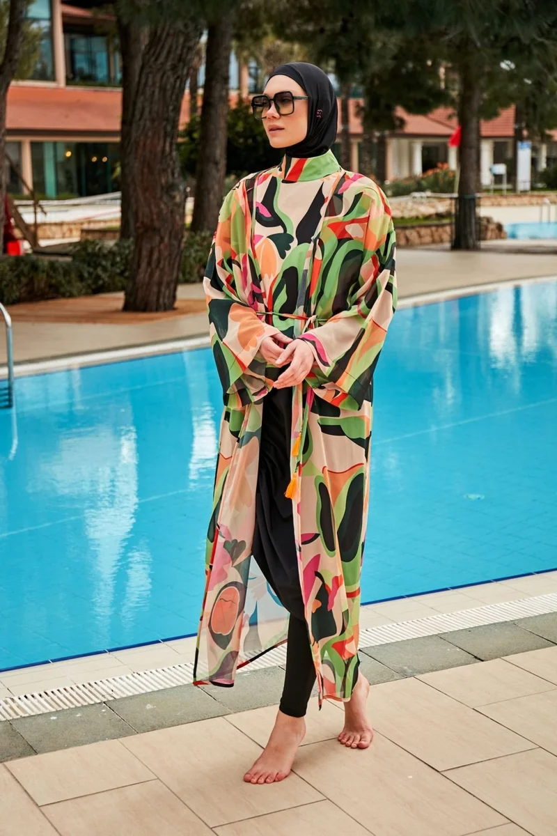 Marina Parachute Black Fully Covered Hijab Swimsuit M2423