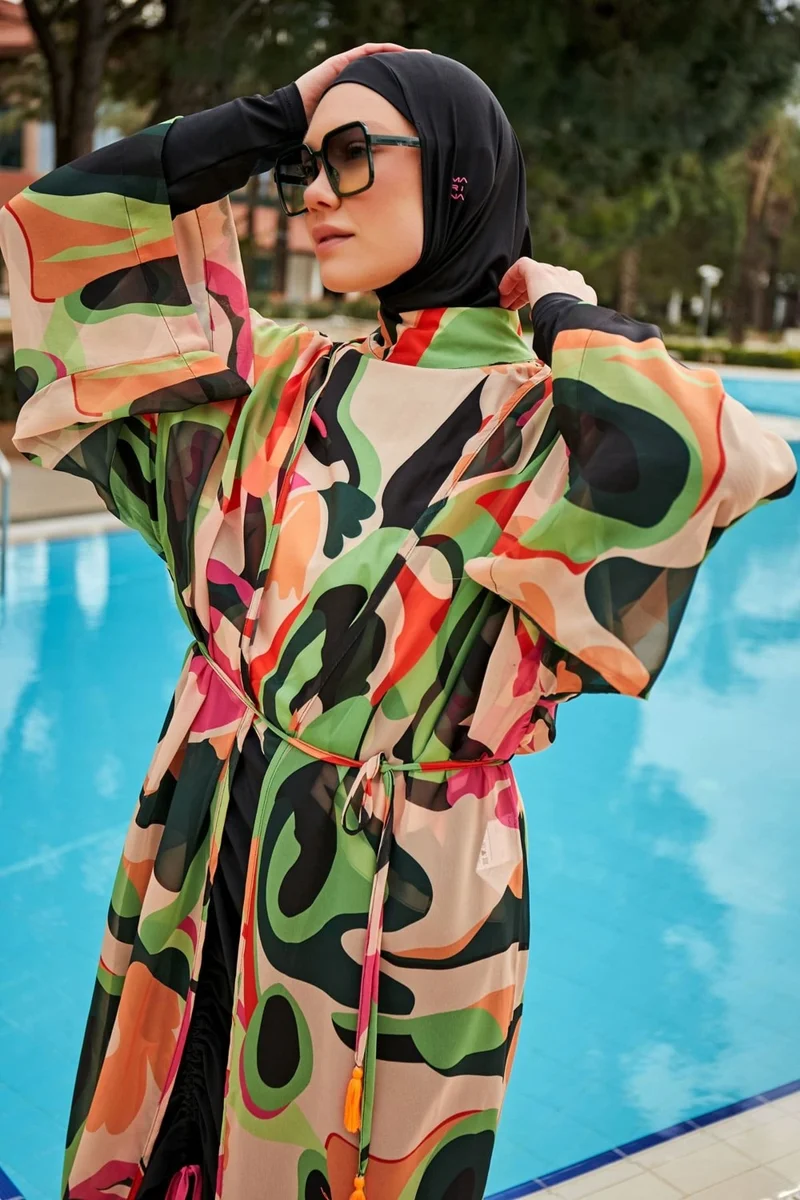 Marina Parachute Black Fully Covered Hijab Swimsuit M2423