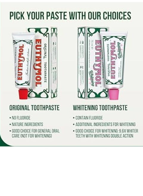 EUTHYMOL ORIGINAL TOOTHPASTE 75*2ML(TWO PACK)ORIGINAL TOOTHPASTE+WHITENING TOOTHPASTE