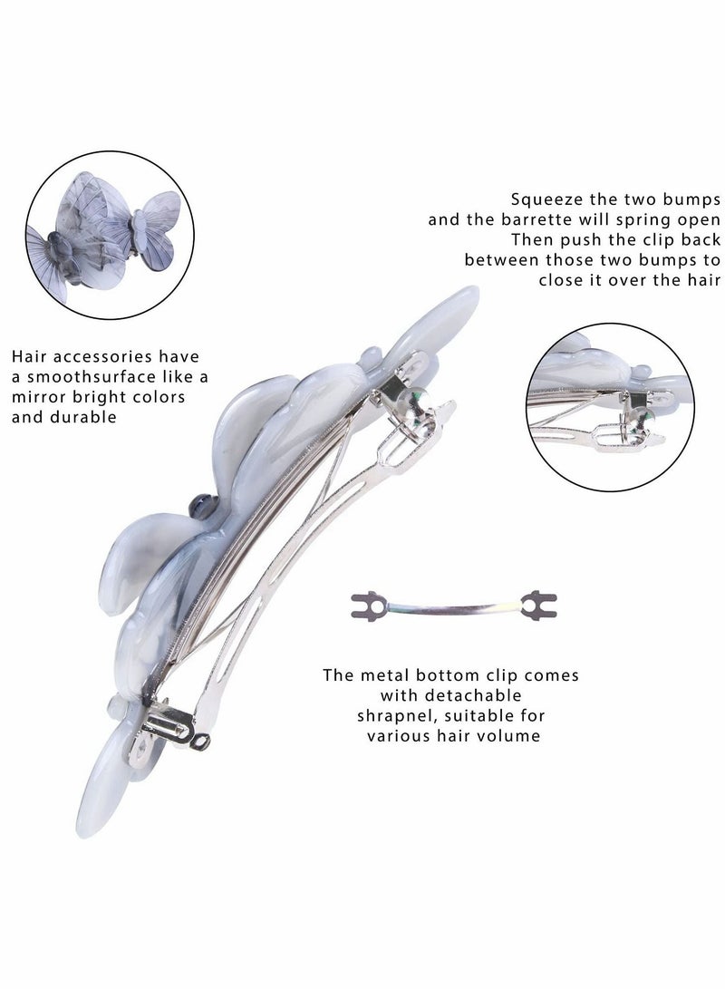 Excefore Butterfly barrettes, Tortoiseshell Hairpin Women's Butterfly, Medium Rectangular Automatic Hair - Image 2