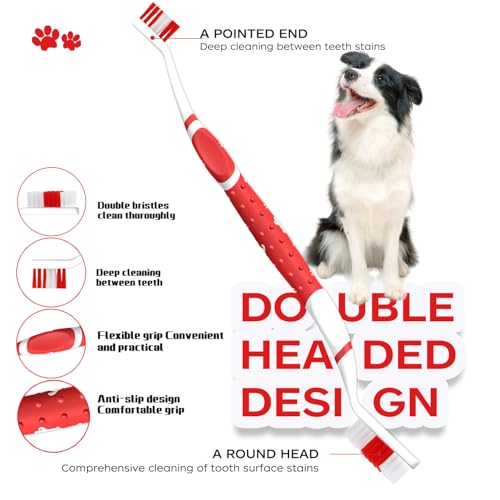 PenVinoo Dog Toothbrush pet Toothbrushes Finger Toothbrush Small to Large Dogs with Soft Bristles Non Slip Dual Head (8 pcs Dual Head + 4 pcs Finger Tooth Brush) - Image 2