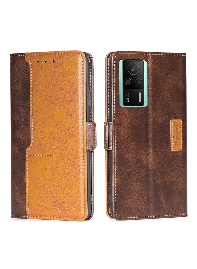Case For Xiaomi Redmi K60E Contrast Color Side Buckle Leather Phone Case