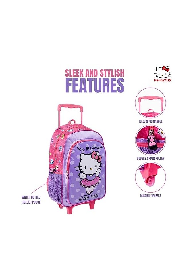 هالو كيتي مجموعة صندوق عربة 5 في 1 من Sanrio Hello Kitty You Are Awesome مقاس 18 بوصة | عربة | حقيبة غداء | زجاجة ماء | حافظة أقلام | صندوق غداء | عبوة - Image 3
