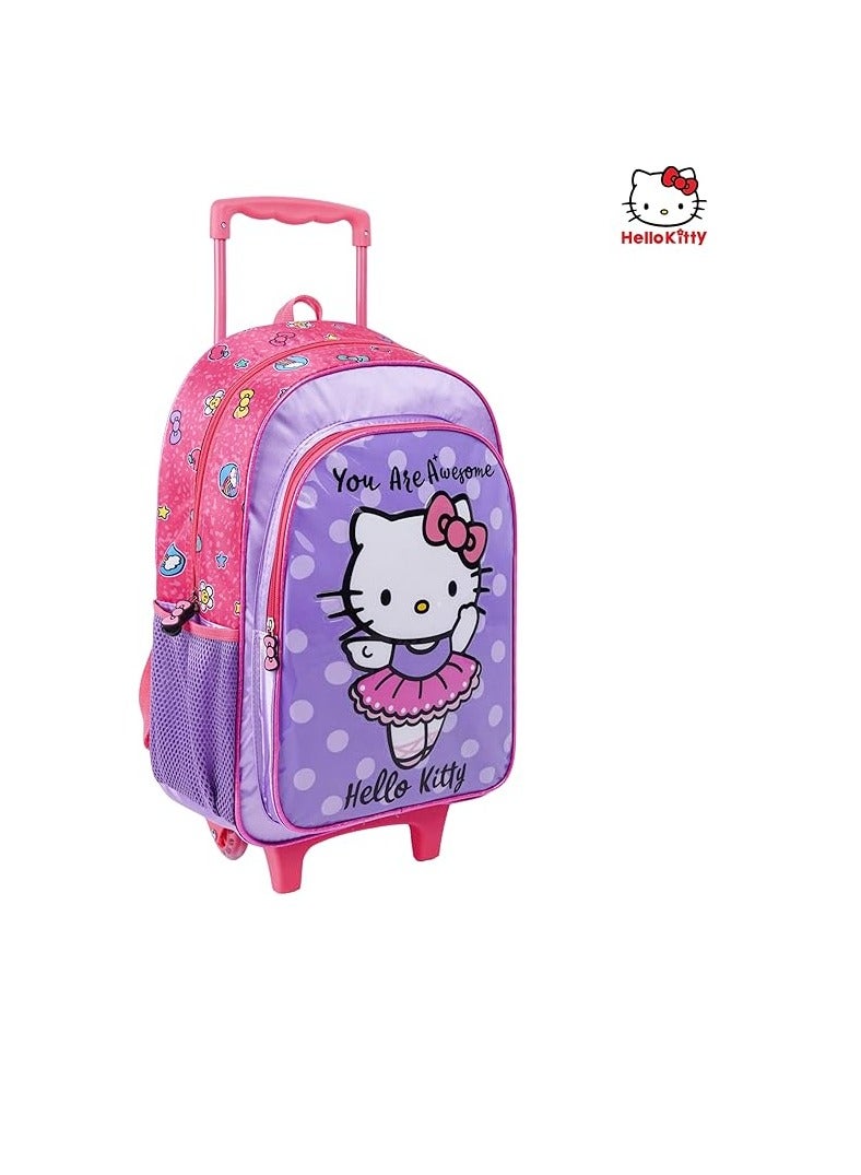 هالو كيتي مجموعة صندوق عربة 5 في 1 من Sanrio Hello Kitty You Are Awesome مقاس 18 بوصة | عربة | حقيبة غداء | زجاجة ماء | حافظة أقلام | صندوق غداء | عبوة - Image 2