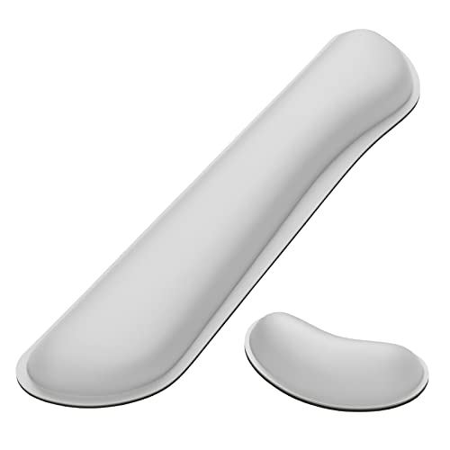 Dapesuom Enlarge Keyboard Wrist Rest, Memory Foam Wrist Cushion for Desk Mats Support, Cute Typing Pain Relief Keyboard Mouse Pad Rests Set with Non-Slip Base for Gaming Laptop Office, Space Gray - Image 1