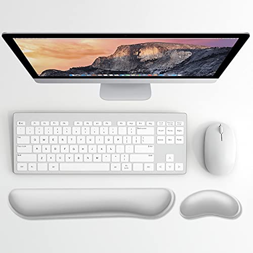 Dapesuom Enlarge Keyboard Wrist Rest, Memory Foam Wrist Cushion for Desk Mats Support, Cute Typing Pain Relief Keyboard Mouse Pad Rests Set with Non-Slip Base for Gaming Laptop Office, Space Gray - Image 2