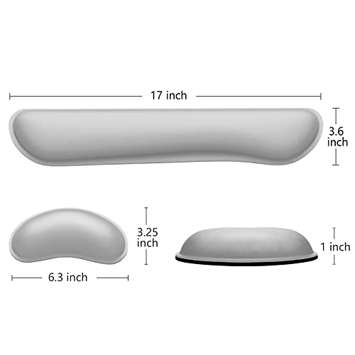 Dapesuom Enlarge Keyboard Wrist Rest, Memory Foam Wrist Cushion for Desk Mats Support, Cute Typing Pain Relief Keyboard Mouse Pad Rests Set with Non-Slip Base for Gaming Laptop Office, Space Gray - Image 5