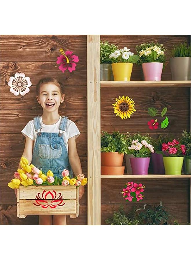 Arabest 17 Pieces Flower Stencil Kit for Painting on Wood Large Flower Stencils Template DIY Sunflower erfly Bird Rose Leaf Reusable Drawing Template for Painting Wood Wall Decor(5.1 x 5.1 Inch)  - Image 5