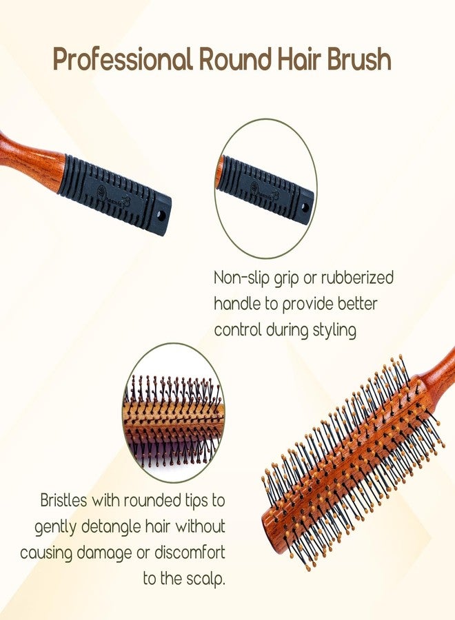 Organic B Wooden Hair Round Brush - Nylon Droplet Bristles & Rubber Handle for Men & Women | Hair Comb for Men, Comb Brush, Hair Comb, Round Comb for Man | Curling, Volumizing, Styling - Image 4