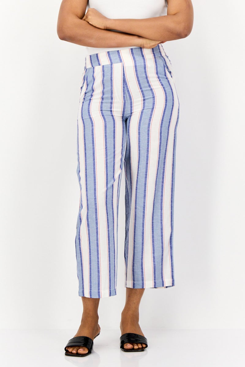 ONLY Women Regular Fit Stripe Palazzo Pants, Multicolor - Image 1