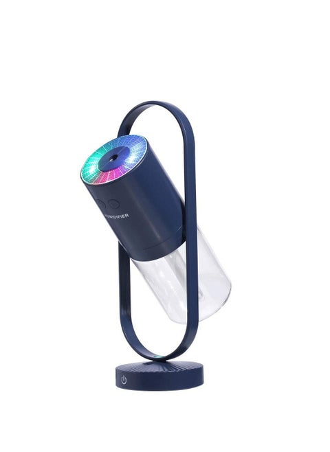 2 in 1 Humidifier Mini Cool Mist Magic Shadow 360° Rotating Air Purifier 200ML Ultrasonic Quiet 7 Colors LED Night Lights Projection for Home Car Sky Blue