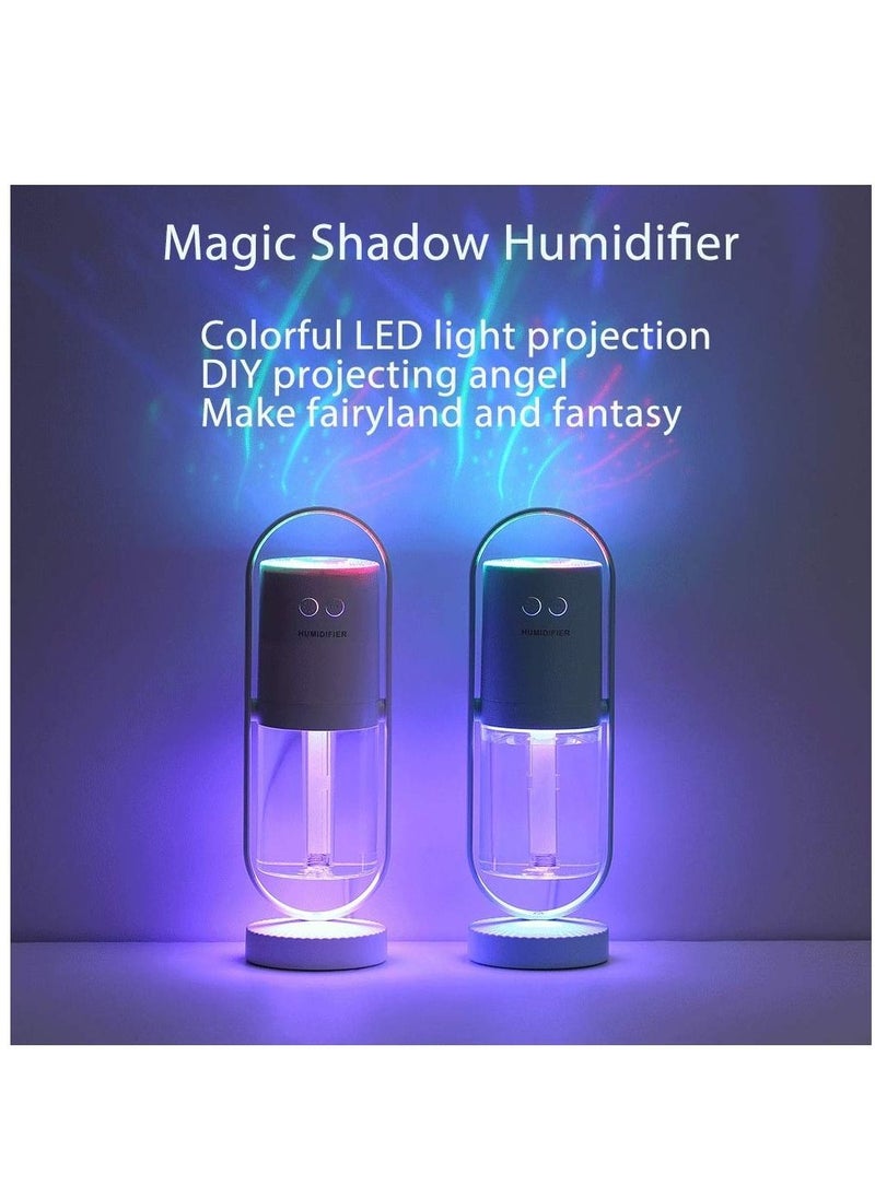 Generic - 2 in 1 Humidifier Mini Cool Mist Magic Shadow 360° Rotating Air Purifier 200ML Ultrasonic Quiet 7 Colors LED Night Lights Projection for Home Car Sky Blue - Image 1