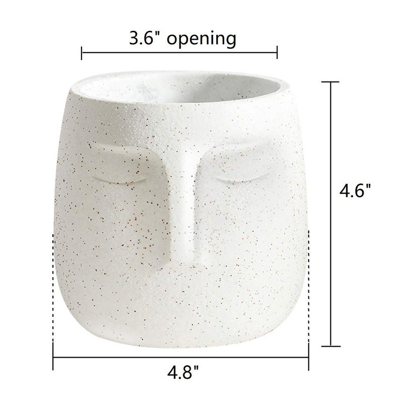 GeLive Head Plant Pot Succulent Planter with Drainage Hole Modern Statue Flower Pot Face Plant Vase Windowsill Box Art Home Decoration Indoor Outdoor (White) - Image 5