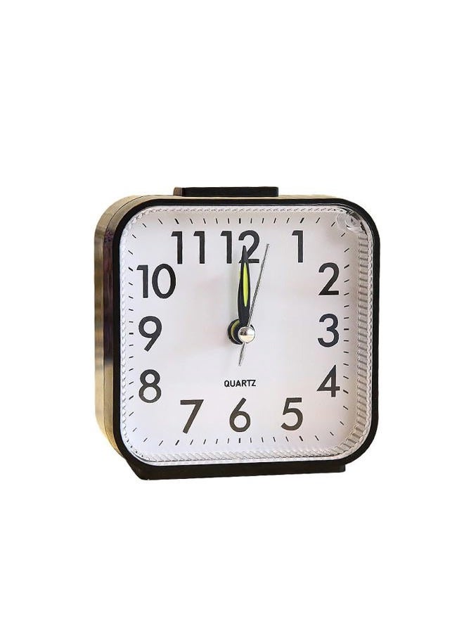 BUBUCAM Analog Alarm Clock, Silent Non Ticking Small Clock, Travel Alarm Clock with Snooze & Light, Battery Operated Loud Alarm Clock for Bedroon, Bedside, Desk (Black) - Image 1