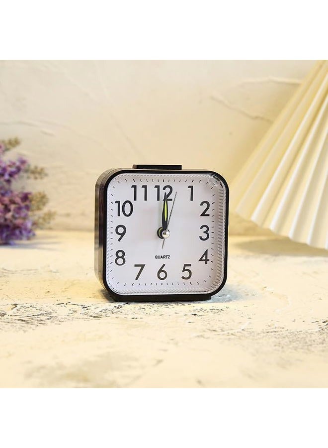BUBUCAM Analog Alarm Clock, Silent Non Ticking Small Clock, Travel Alarm Clock with Snooze & Light, Battery Operated Loud Alarm Clock for Bedroon, Bedside, Desk (Black) - Image 2