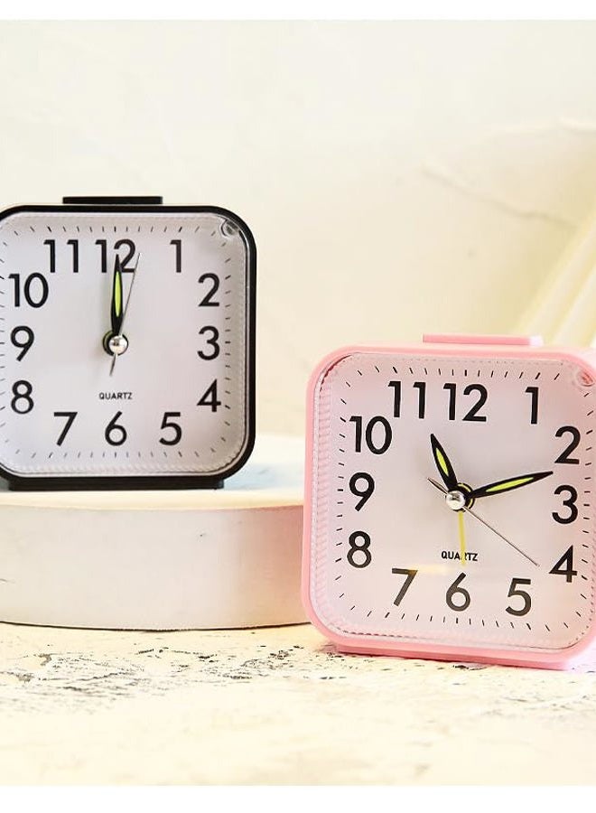 BUBUCAM Analog Alarm Clock, Silent Non Ticking Small Clock, Travel Alarm Clock with Snooze & Light, Battery Operated Loud Alarm Clock for Bedroon, Bedside, Desk (Black) - Image 3