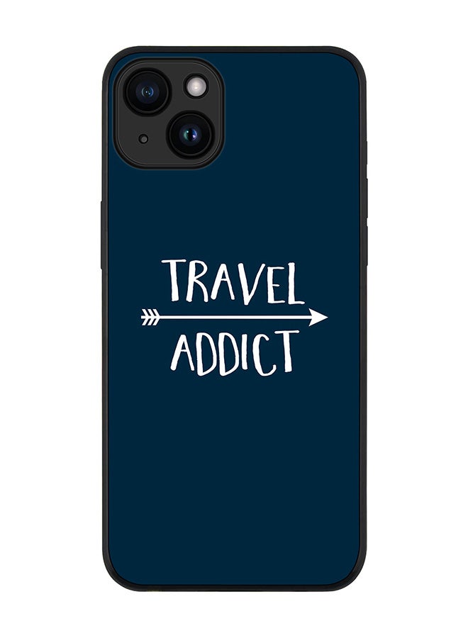 Stylizedd Cover for iPhone 15 Plus Case Rugged Black Slim fit Soft Flexible Anti Drop TPU Gel Thin Protective Phone Cases - Travel Addict - Image 1