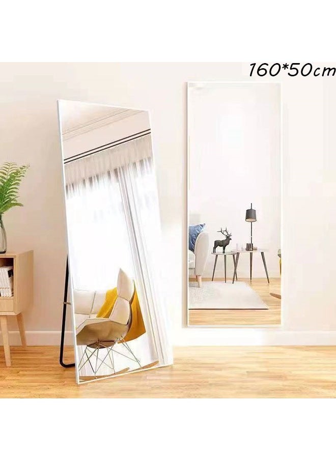 Arabest - Mirror Full Length 160Cm-50Cm Aluminum Alloy Large Standing Dressing Mirror Hanging Leaning Against Wall Mounted Mirror With Stand For Bedroom Locker Room Living Room White - Image 1
