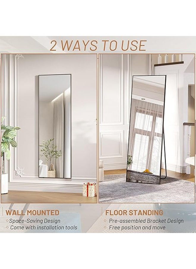 Arabest - Mirror Full Length 160Cm-50Cm Aluminum Alloy Large Standing Dressing Mirror Hanging Leaning Against Wall Mounted Mirror With Stand For Bedroom Locker Room Living Room White - Image 1