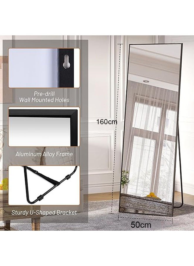 Arabest - Mirror Full Length 160Cm-50Cm Aluminum Alloy Large Standing Dressing Mirror Hanging Leaning Against Wall Mounted Mirror With Stand For Bedroom Locker Room Living Room White - Image 1