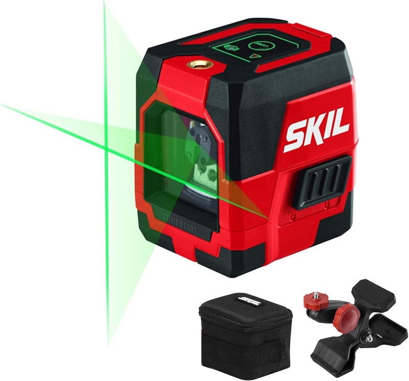 SKIL مستوى ليزر متقاطع ذاتي التسوية بطول 65 قدم مع خطوط أفقية ورأسية، بطارية ليثيوم قابلة لإعادة الشحن مع منفذ شحن USB، مشبك وحقيبة حمل متضمنة - LL9324G-01 - Image 1