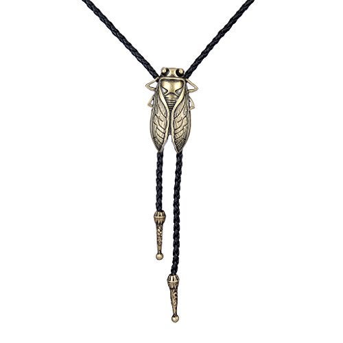 COOLLA Bolo tie- Handmade Western Cowboy Black Vintage Cicada Pendant for Women,Men (Black) - Image 1