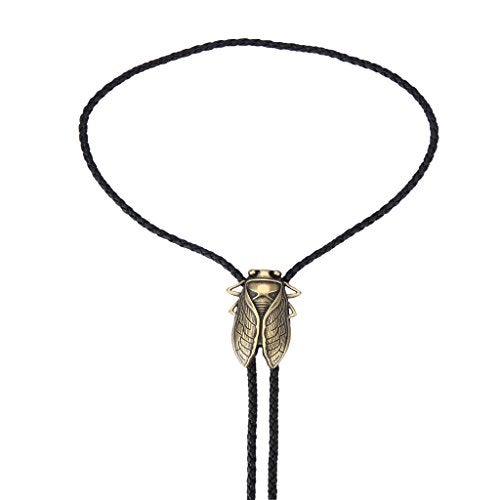 COOLLA Bolo tie- Handmade Western Cowboy Black Vintage Cicada Pendant for Women,Men (Black) - Image 4